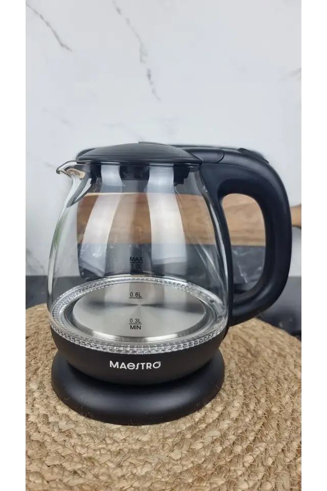 Электрочайник 1,0л 1100Вт стекло Black MR-055 ᐉ MR-055 Black - - класная цена в ProPosud