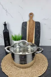 Каструля 3,9л нерж.сталь скл.кришка Basic MR-3513-20 ᐉ MR-3513-20 - - класная цена в ProPosud