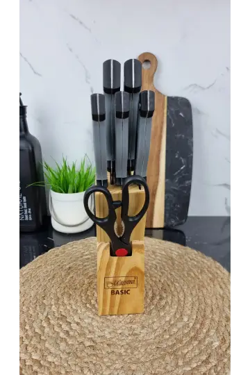 Набор ножей 7-пр. на деревянной подставке Basic MR-1407 ᐉ MR-1407 - - класная цена в ProPosud