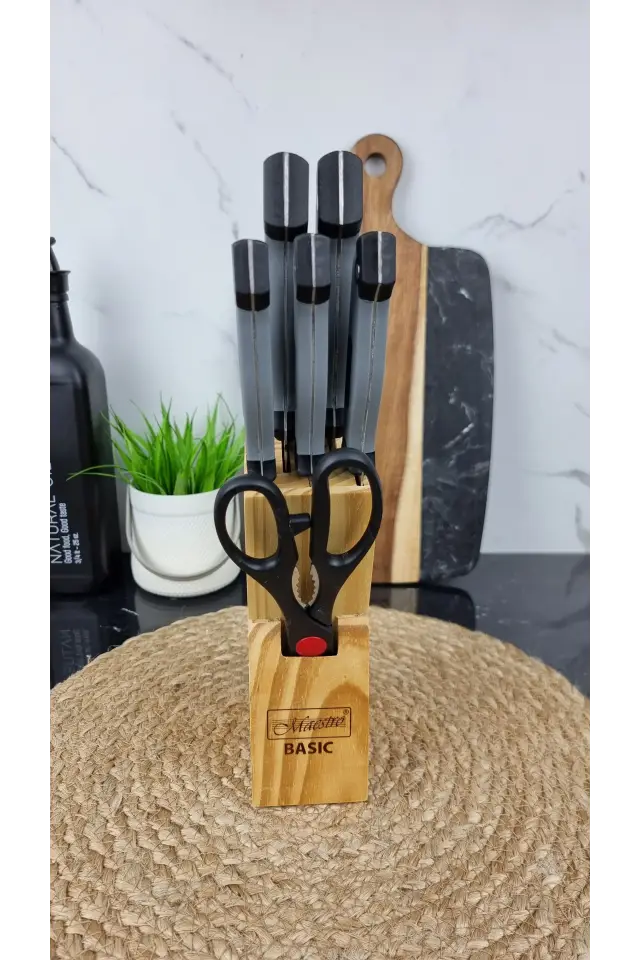 Набор ножей 7-пр. на деревянной подставке Basic MR-1407 ᐉ MR-1407 - - класная цена в ProPosud