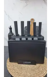 Набор кухонный 10-пр. ножи + доски разделочные 4шт на подставке Black MR-1412 ᐉ MR-1412 Black - - класная цена в ProPosud