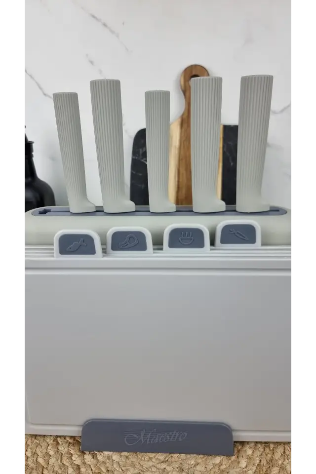 Набор кухонный 10-пр. ножи + доски разделочные 4шт на подставке Grey MR-1412 ᐉ MR-1412 Grey - - класная цена в ProPosud