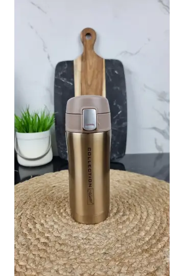 Термочашка 320мл кнопка фиксатор нерж.сталь Gold MR-1641-32