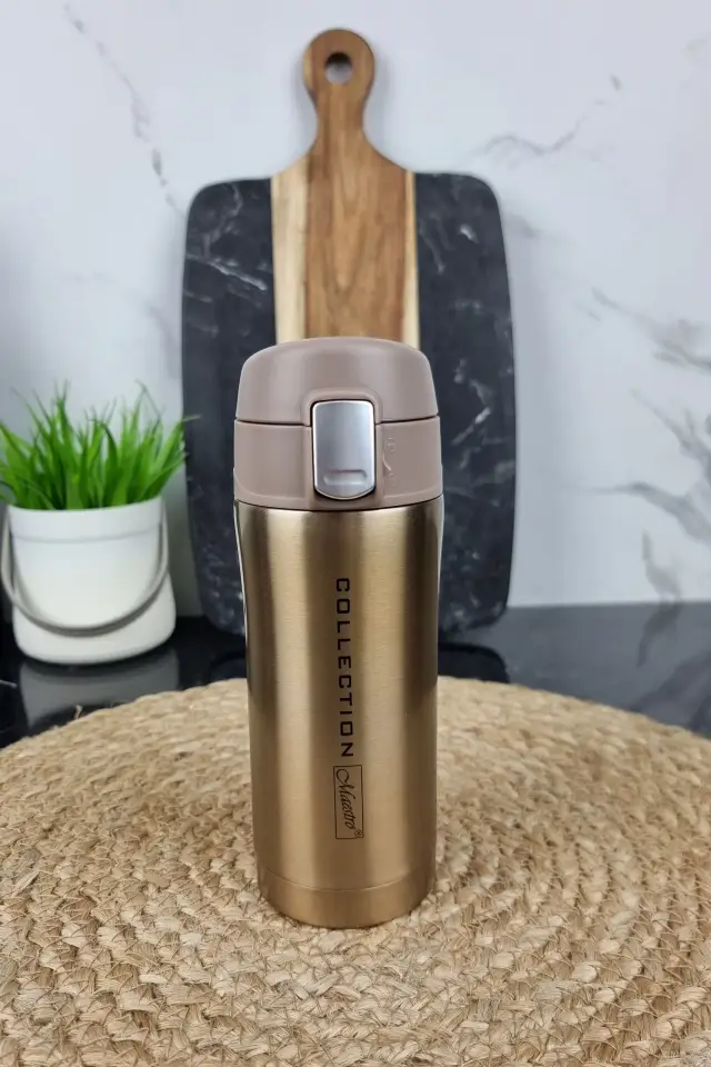 Термочашка 320мл кнопка фиксатор нерж.сталь Gold MR-1641-32