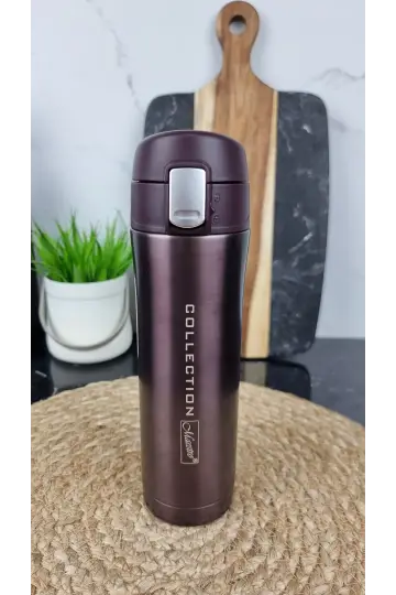 Термокухоль 450мл кнопка фіксатор нерж.сталь Brown MR-1641-45 ᐉ MR-1641-45 Brown - - класная цена в ProPosud
