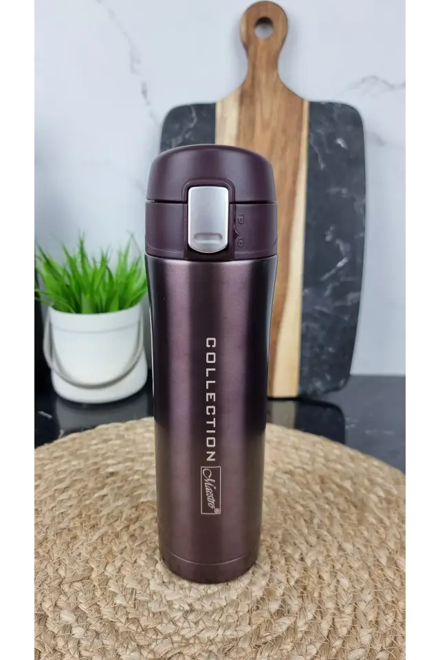 Термокухоль 450мл кнопка фіксатор нерж.сталь Brown MR-1641-45 ᐉ MR-1641-45 Brown - - класная цена в ProPosud