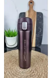 Термокухоль 450мл кнопка фіксатор нерж.сталь Brown MR-1641-45 ᐉ MR-1641-45 Brown - - класная цена в ProPosud
