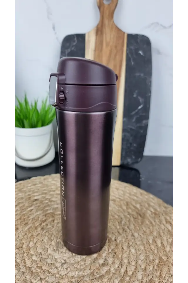Термокухоль 450мл кнопка фіксатор нерж.сталь Brown MR-1641-45 ᐉ MR-1641-45 Brown - - класная цена в ProPosud