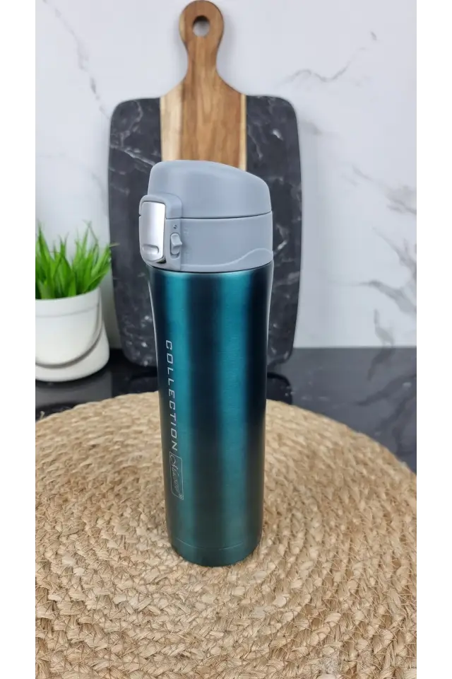 Термочашка 450мл кнопка фиксатор нерж.сталь Blue MR-1641-45