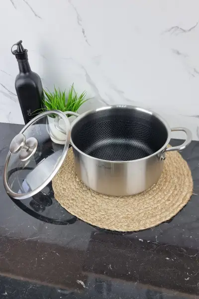 Каструля 6,0л нерж.сталь скл.кришка EB-17055 ᐉ EB-17055 - - класна ціна в ProPosud 2