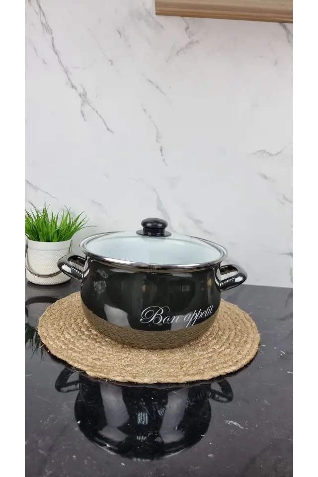 2234 A Кастрюля глубокая 4,0л d-20см Bon appetit черный