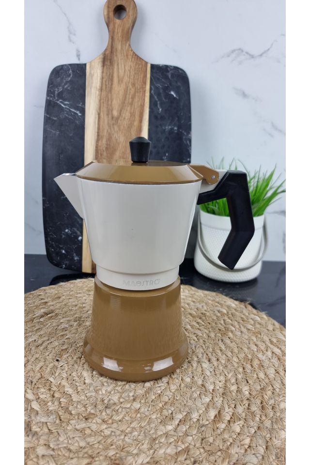 Кавоварка гейзерна 300мл алюмінієва Espresso Moka Beige MR-1657-6 ᐉ MR-1657-6 Beige - - класна ціна в ProPosud