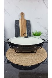 Мармит 2,5л 37,5см овальный керамический стекл.крышка Black MR-11560-74 ᐉ MR-11560-74 Black - - класная цена в ProPosud