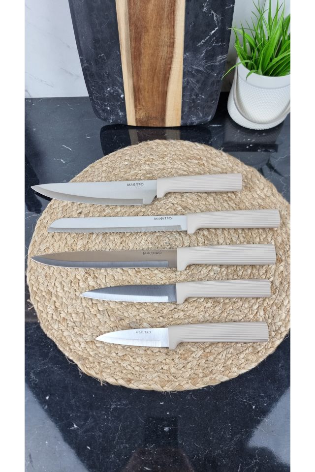 Набор кухонный 10-пр. ножи + доски разделочные 4шт на подставке Beige MR-1412 ᐉ MR-1412 Beige - - класная цена в ProPosud