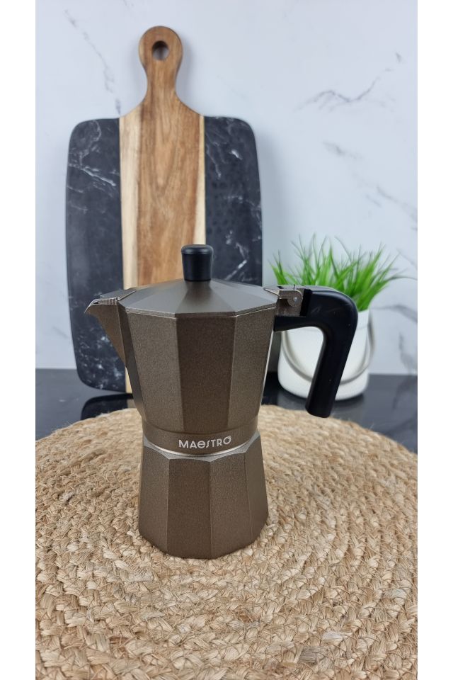 Кавоварка гейзерна 300мл алюмінієва Espresso Moka Brown MR-1666-6 ᐉ MR-1666-6 Brown - - класна ціна в ProPosud