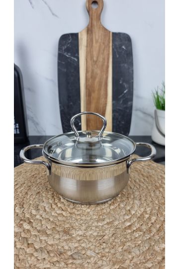 Каструля 0,9л нерж.сталь скл.кришка MR-3508-14 ᐉ MR-3508-14 - - класна ціна в ProPosud