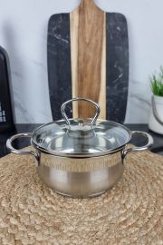 Кастрюля 0,9л нерж.сталь стекл.крышка MR-3508-14 ᐉ MR-3508-14 - - класная цена в ProPosud
