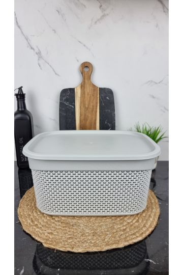 Кошик з кришкою 9,0л 33*24,2*16,5см Drop Design холодний сірий M-1164 ᐉ M-1164 - - класна ціна в ProPosud
