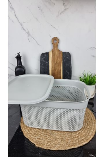 Кошик з кришкою 9,0л 33*24,2*16,5см Drop Design холодний сірий M-1164 ᐉ M-1164 - - класна ціна в ProPosud 2