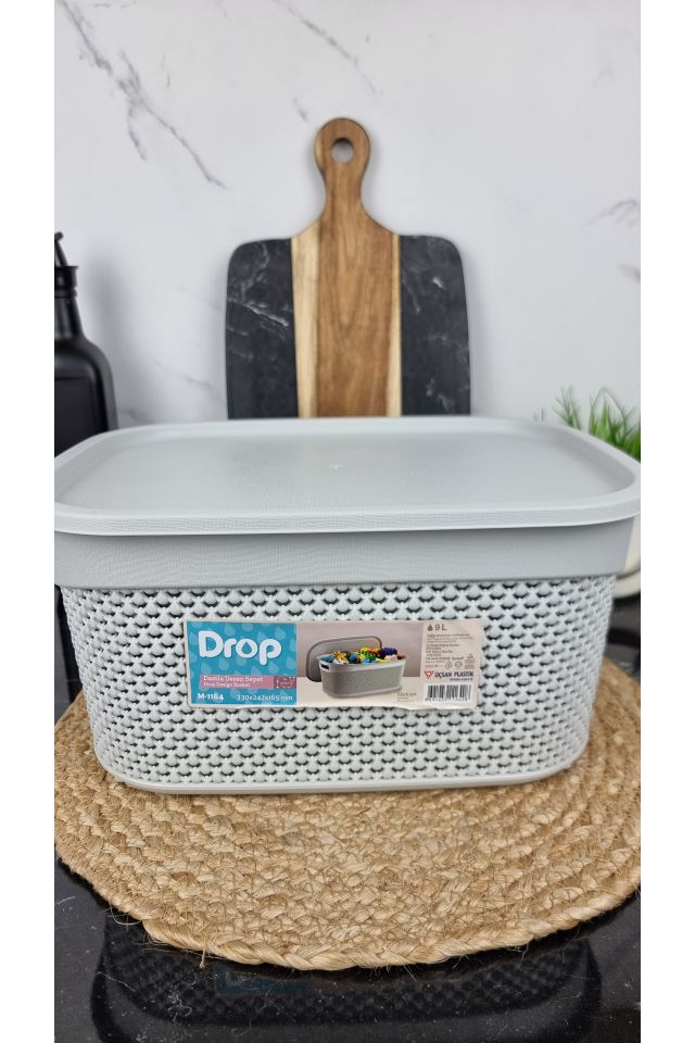 Корзина с крышкой 9,0л 33*24,2*16,5см Drop Design холодный серый M-1164 ᐉ M-1164 - - класная цена в ProPosud