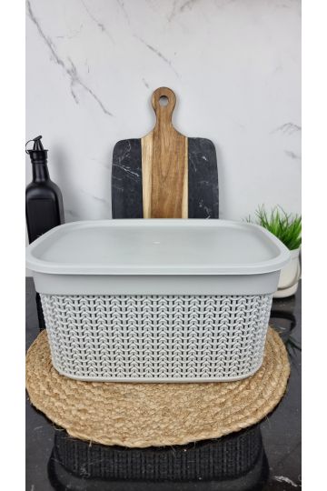 Кошик з кришкою 9,0л 33*24,2*16,5см В'язка світло сірий M-1089 ᐉ M-1089 - - класна ціна в ProPosud