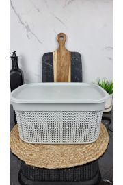 Корзина с крышкой 9,0л 33*24,2*16,5см Вязка светло-серая M-1089 ᐉ M-1089 - - класная цена в ProPosud