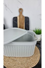 Корзина с крышкой 9,0л 33*24,2*16,5см Вязка светло-серая M-1089 ᐉ M-1089 - - класная цена в ProPosud