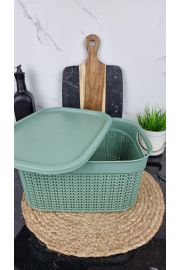 Корзина с крышкой 9,0л 33*24,2*16,5см Вязка холодный зеленый M-1089 ᐉ M-1089 - - класная цена в ProPosud