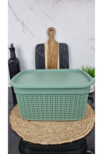 Кошик з кришкою 9,0л 33*24,2*16,5см В'язка холодний зелений M-1089 ᐉ M-1089 - - класна ціна в ProPosud