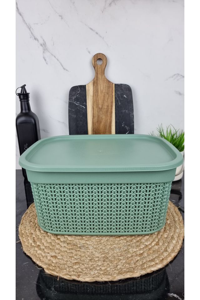 Корзина с крышкой 9,0л 33*24,2*16,5см Вязка холодный зеленый M-1089 ᐉ M-1089 - - класная цена в ProPosud