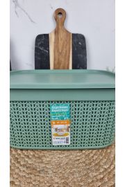 Корзина с крышкой 9,0л 33*24,2*16,5см Вязка холодный зеленый M-1089 ᐉ M-1089 - - класная цена в ProPosud