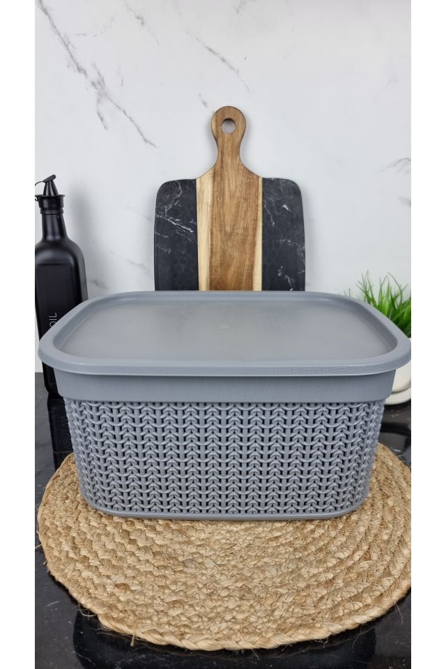 Корзина с крышкой 9,0л 33*24,2*16,5см Вязка серая M-1089 ᐉ M-1089 - - класная цена в ProPosud