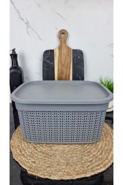 Корзина с крышкой 9,0л 33*24,2*16,5см Вязка серая M-1089 ᐉ M-1089 - - класная цена в ProPosud