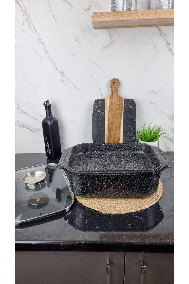 Гусятниця 8,5л прямокутна скл.кришка 34*24*8см EB-4613