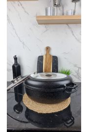 Гусятниця 8,0л овальна скл.кришка 38*25*12,8см Мармур EB-9171