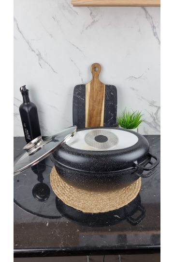 Гусятниця 8,0л овальна скл.кришка 38*25*12,8см Мармур EB-9171 2