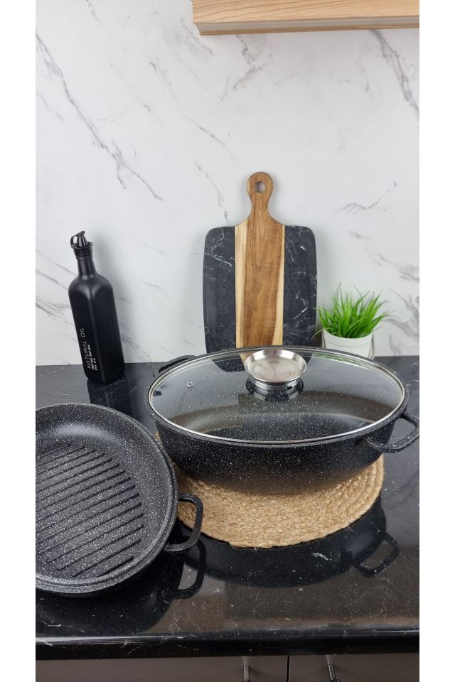 Гусятниця 8,0л овальна скл.кришка 38*25*12,8см Мармур EB-9171