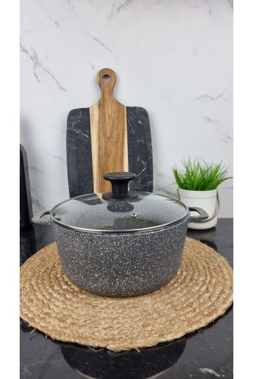Каструля 3,0л антипр.покриття скл.кришка Веста т-сірий граніт AD3203 ᐉ AD3203 - - класна ціна в ProPosud