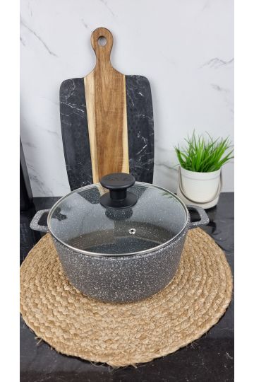 Каструля 3,0л антипр.покриття скл.кришка Веста т-сірий граніт AD3203 ᐉ AD3203 - - класна ціна в ProPosud 2