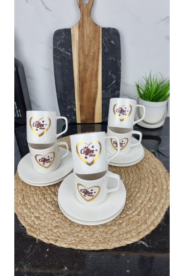 SH25029 Набір 12-пр. 6*160мл з блюдцем порцеляновий Love 2