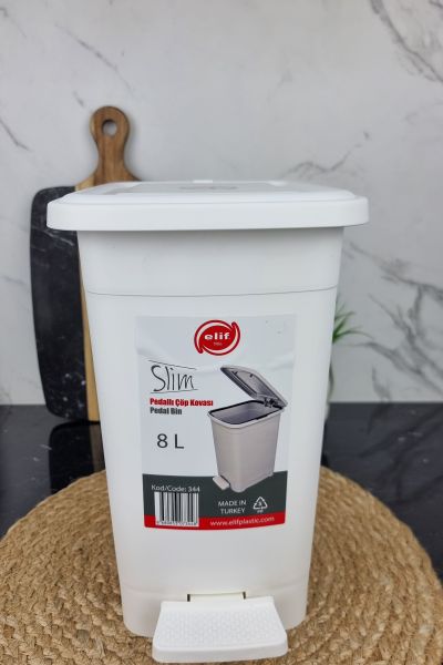 Відро для сміття 8,0л з педаллю Slim біле 344 ᐉ 344 - - класна ціна в ProPosud