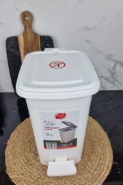 Ведро для мусора 8,0л с педалью Slim белое 344 ᐉ 344 - - класная цена в ProPosud
