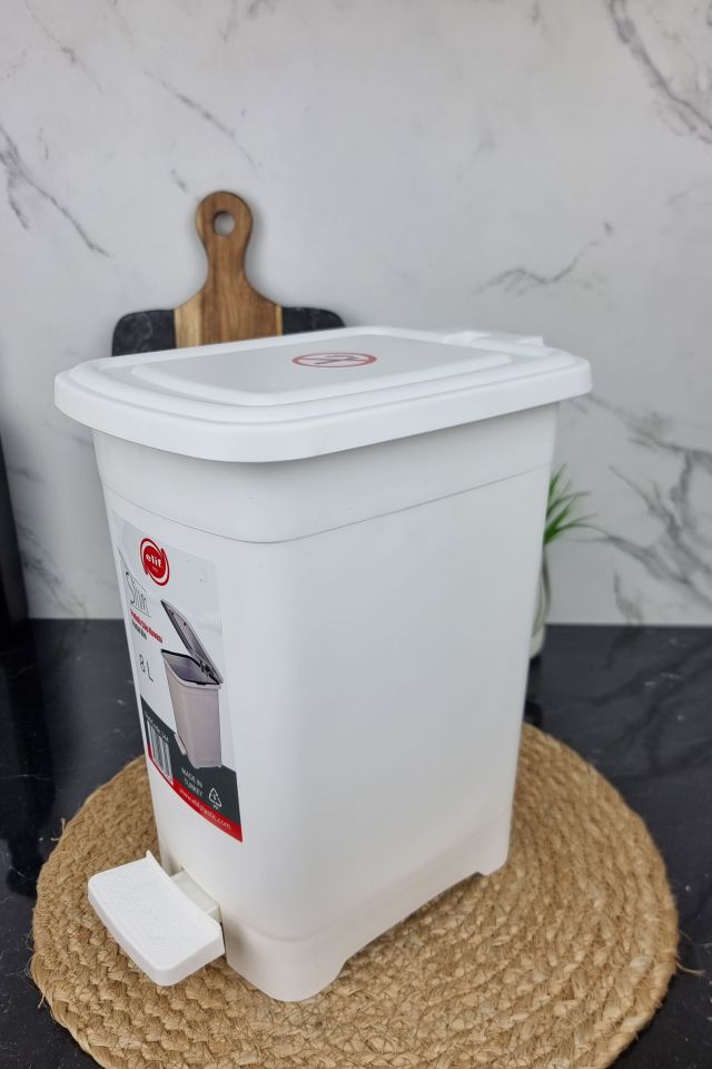 Ведро для мусора 8,0л с педалью Slim белое 344 ᐉ 344 - - класная цена в ProPosud