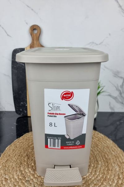 Ведро для мусора 8,0л с педалью Slim серое 344 ᐉ 344 - - класная цена в ProPosud