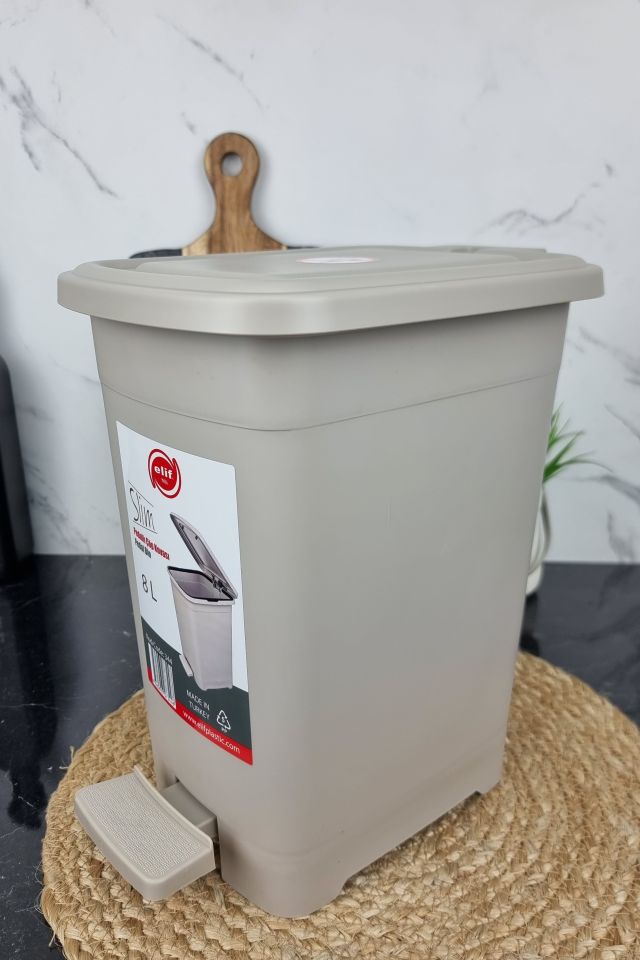 Ведро для мусора 8,0л с педалью Slim серое 344 ᐉ 344 - - класная цена в ProPosud