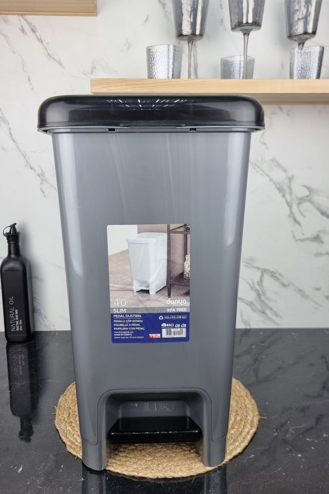 Відро для сміття 40л з педаллю Slim сіре 01044 ᐉ 01044 - - класна ціна в ProPosud