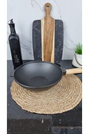 Сковорідка чавунна WOK 2,2л 240*70мм дер.ручка Brizoll W24H ᐉ W24H - - класна ціна в ProPosud