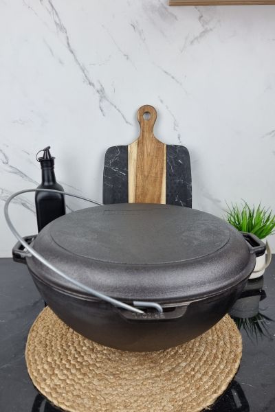Казан чавунний азіатський 10л чавун.кришка-сковорідка Brizoll KA10-2