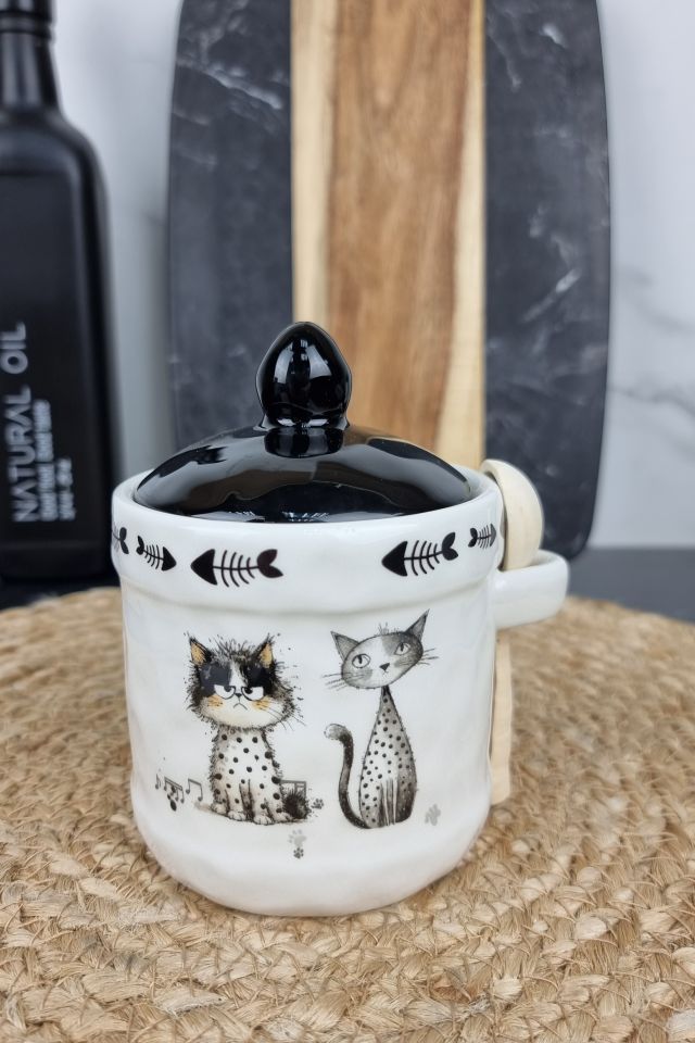 Котики Банка для меда 370мл с деревянной ложкой 700-04-23 ᐉ 700-04-23 - - класная цена в ProPosud