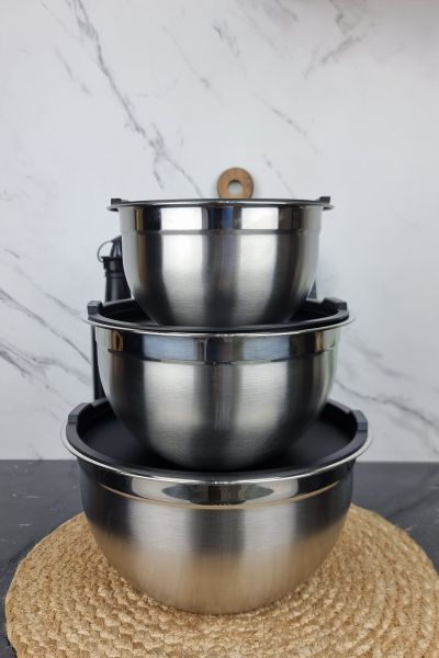 Набор мисок из нержавеющей стали 6 предметов (3миски и 3 крышки) MR-1688 ᐉ MR-1688 - - класная цена в ProPosud